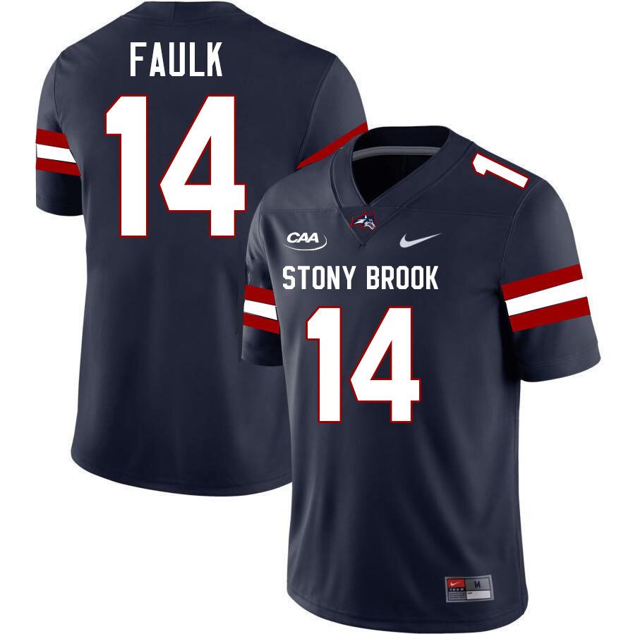 Stony Brook Seawolves #14 Rodney Faulk College Football Jerseys,Uniforms-Navy